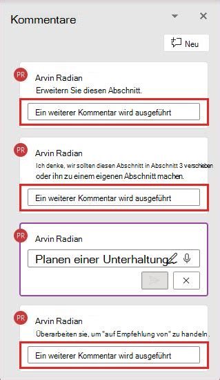 Verwenden von modernen Kommentaren in Word.
